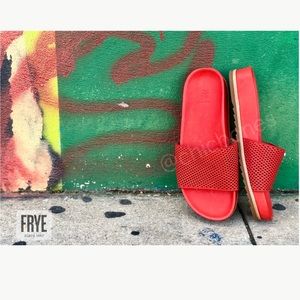 New FRYE Lily Perforated Leather Slides Sandals